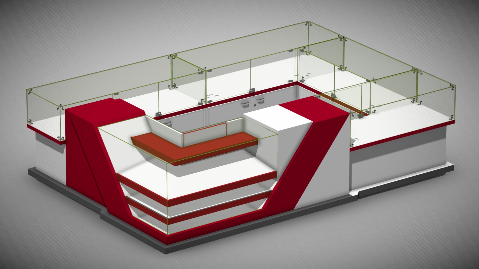 3D model Kiosk 2018 - This is a 3D model of the Kiosk 2018. The 3D model is about a red and white bed frame.
