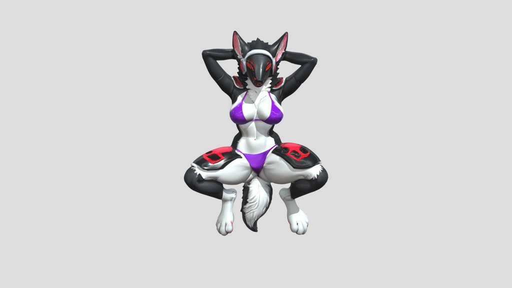 anthropomorphic wolf in bikini