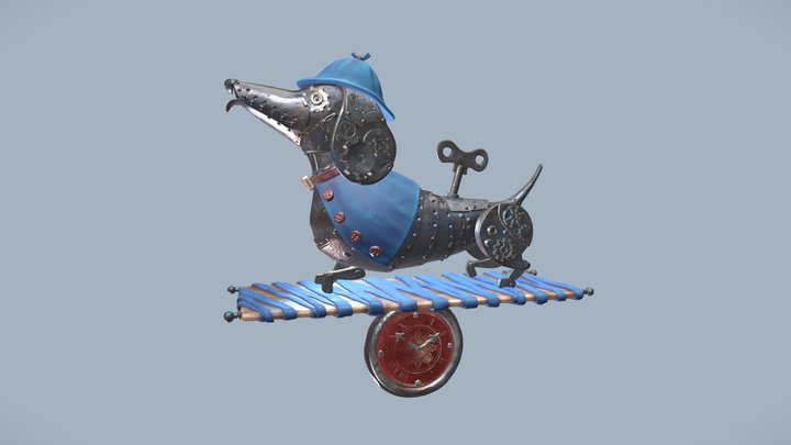 Wind-up dog 3D Model