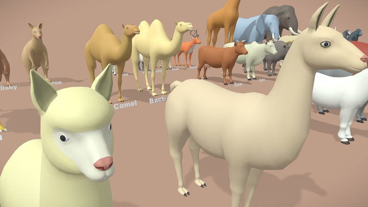 Big Animals lowpoly -  Animals pack 3D Model