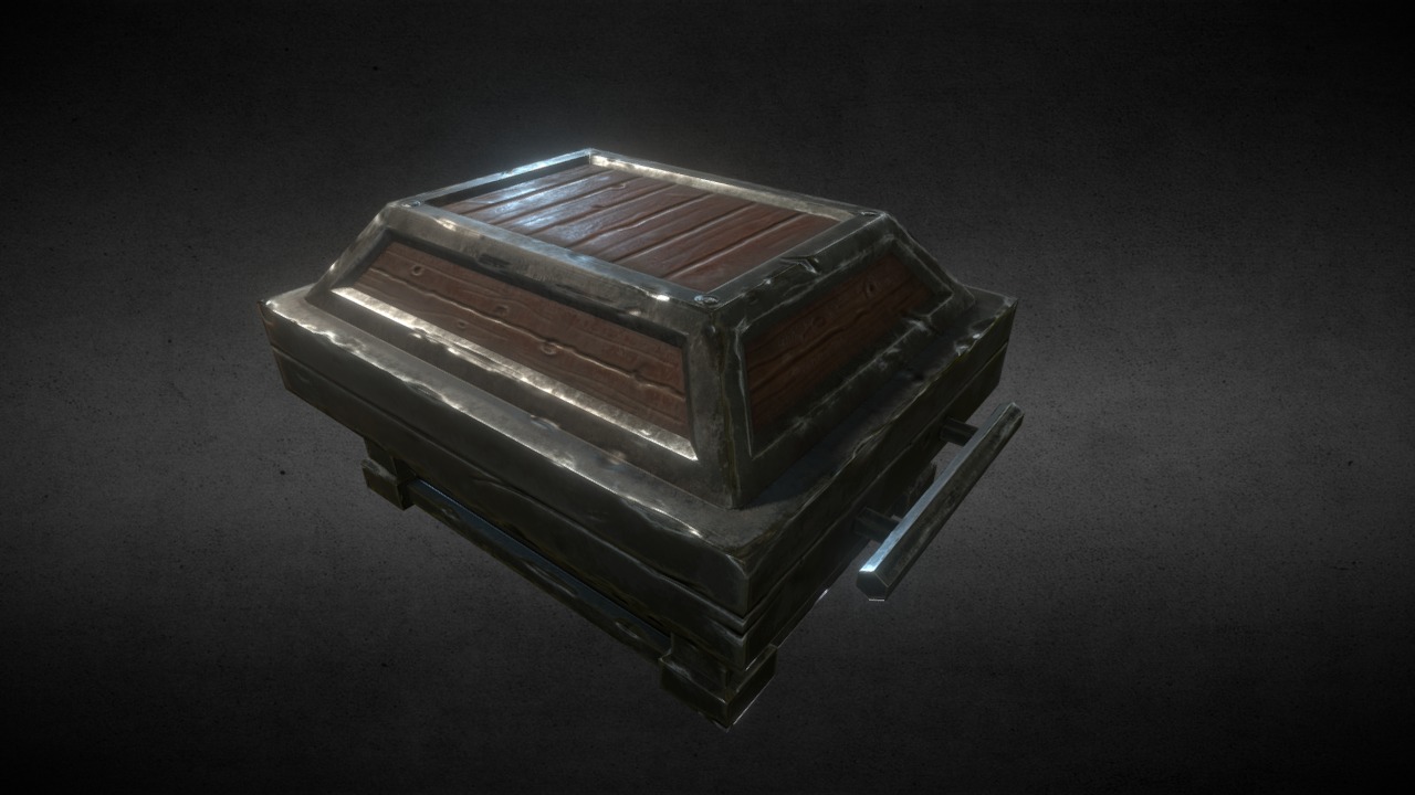 3D model Chest_15 - This is a 3D model of the Chest_15. The 3D model is about a metal object with a metal handle.