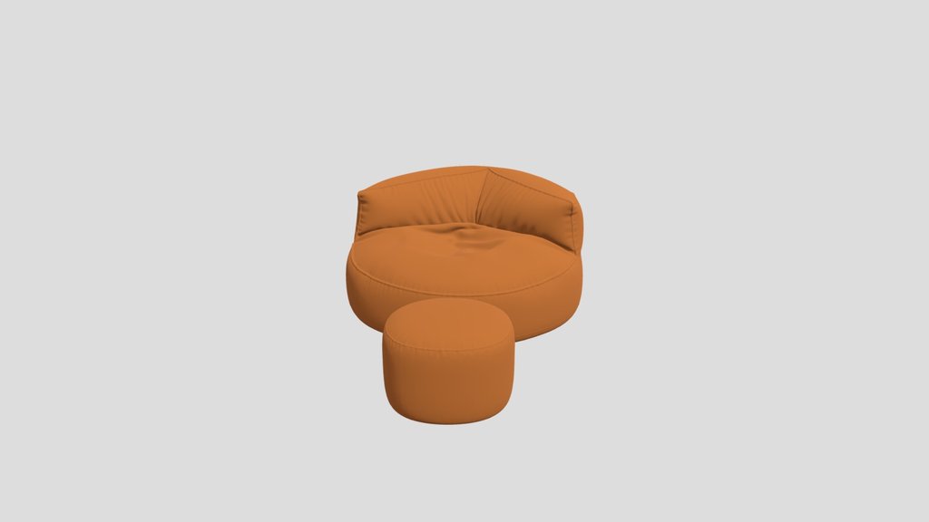 Orange Bean Bag and Ottoman
