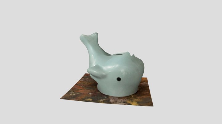 Turquoise Whale-Shaped Plant Pot 3D Model