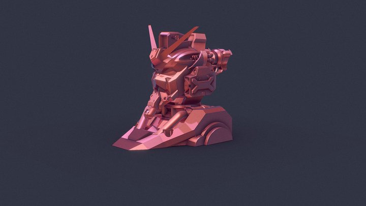 GQuuuuuuX Red Gundam Bust 3D Model