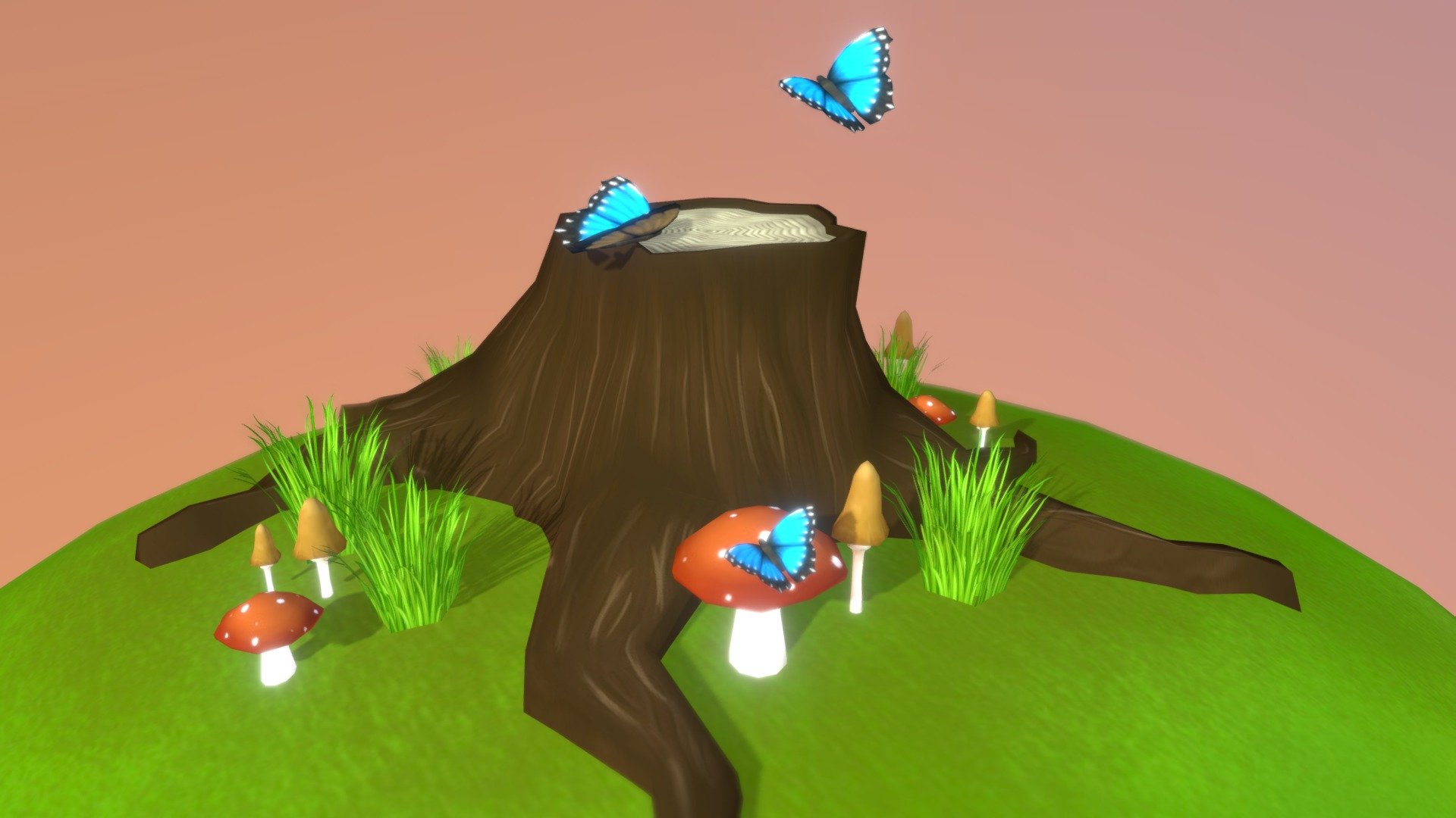 Butterfly forest diorama