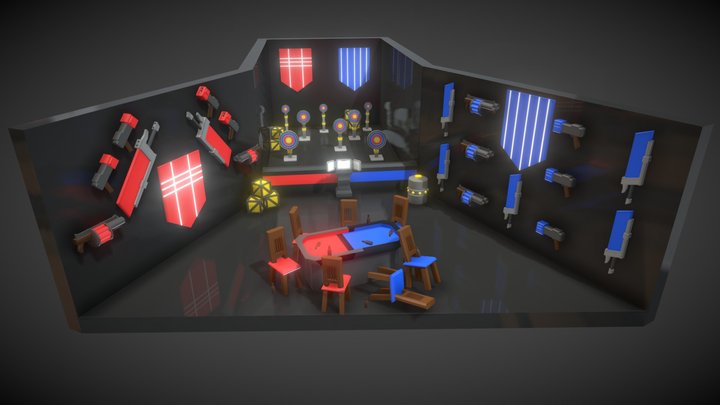 Red vs Blue Firing Range 3D Model