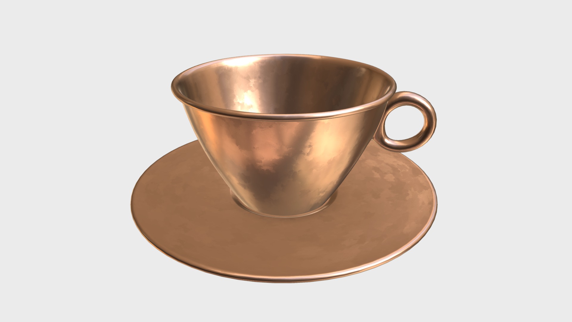 3D model Pure copper tea cup - This is a 3D model of the Pure copper tea cup. The 3D model is about a brown cup on a white surface.