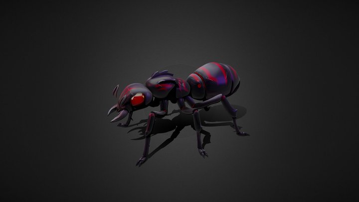 Stylized black and red ant 3D Model