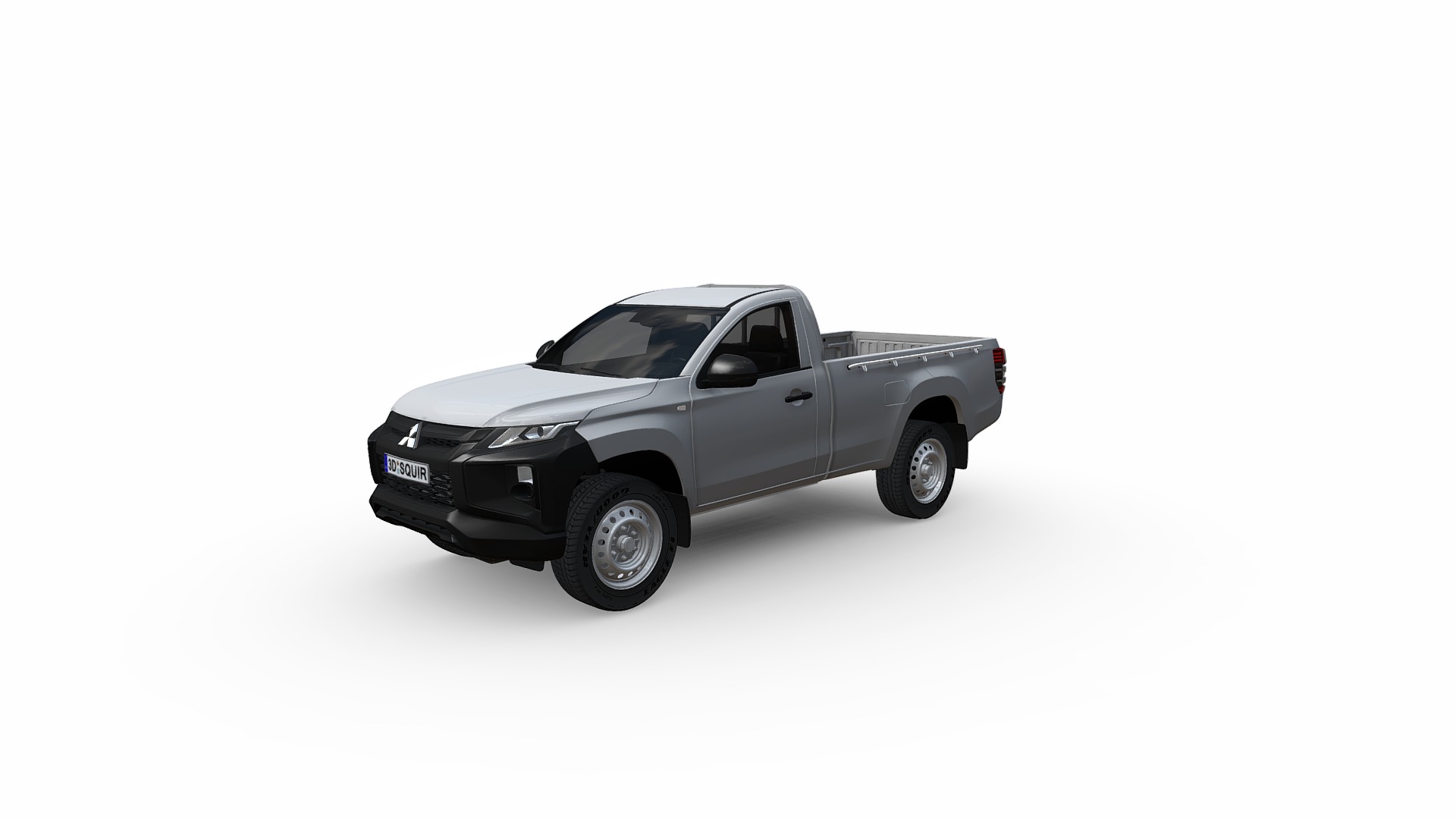 3D model Mitsubishi L200 Regular Cab 2019 - This is a 3D model of the Mitsubishi L200 Regular Cab 2019. The 3D model is about a silver truck with a black top.