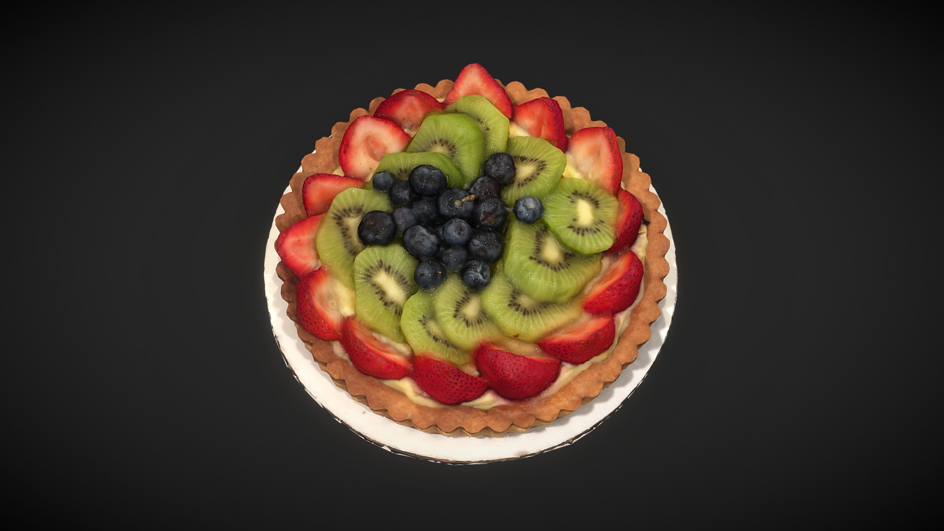 3D model — 30% OFF — FRUIT TART - This is a 3D model of the — 30% OFF — FRUIT TART. The 3D model is about a cake with fruit on top.