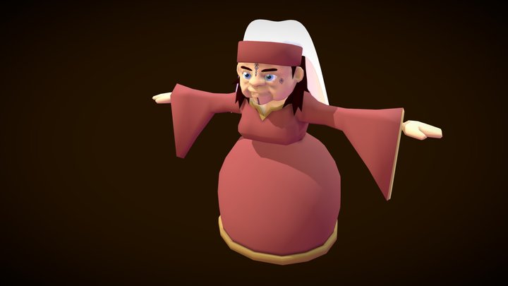 Low Poly Tunisian Grandmother 3D Model