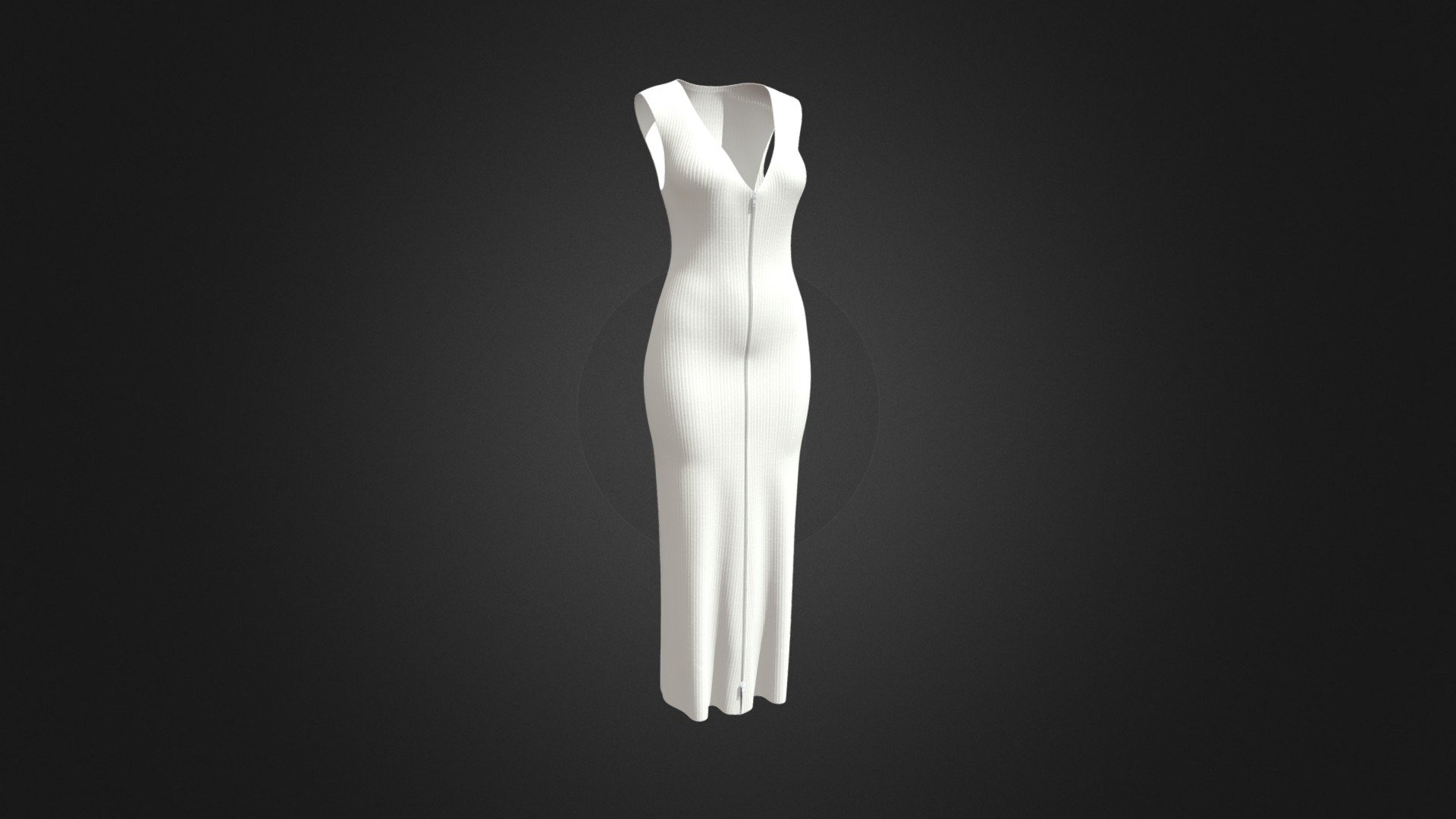 A white V-neck sleeveless knitted zipper dress - Download Free 3D model ...