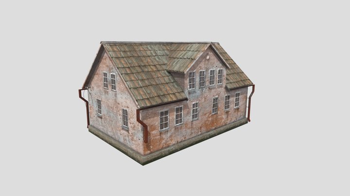 Abandoned house lowpoly model. 3D Model
