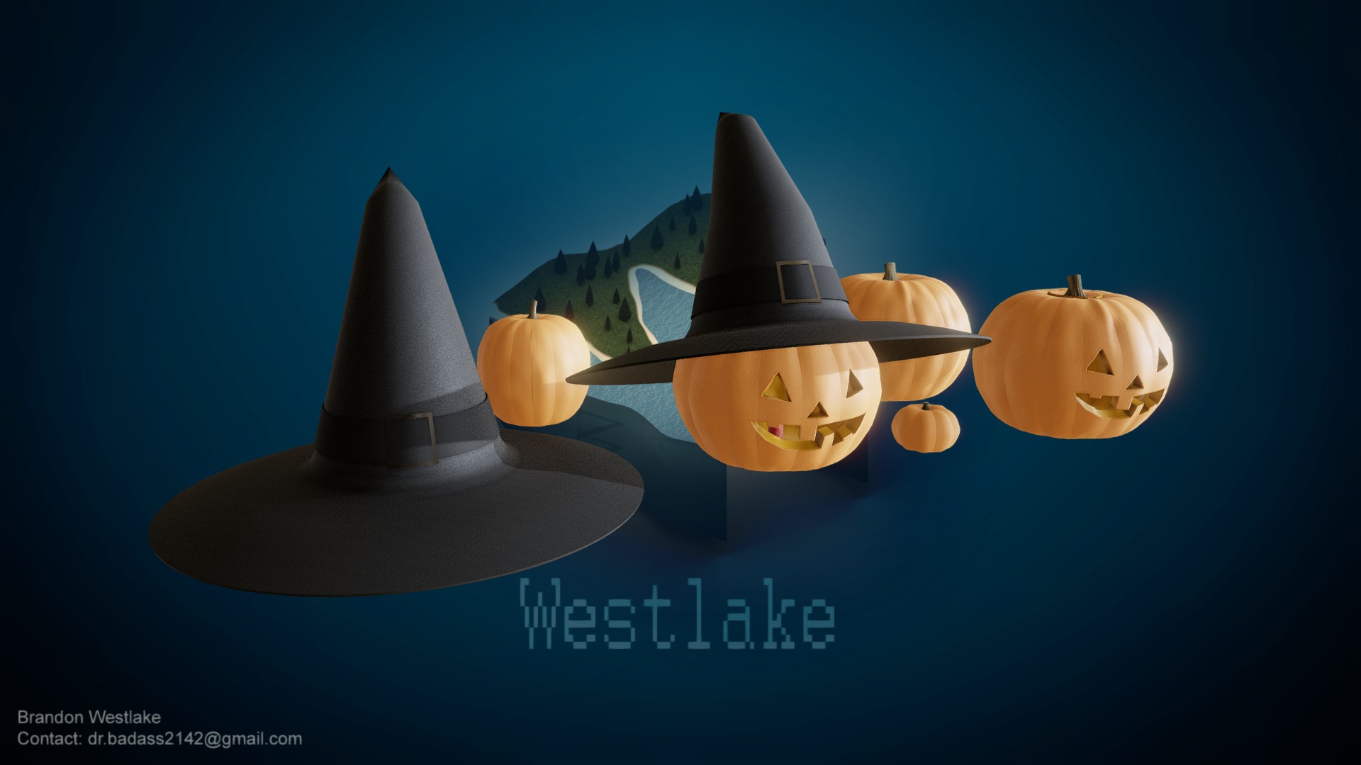 3D model Halloween Props - This is a 3D model of the Halloween Props. The 3D model is about a group of jack-o-lanterns.