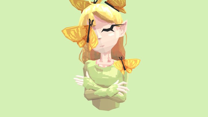 Butterflies Girl 3D Model