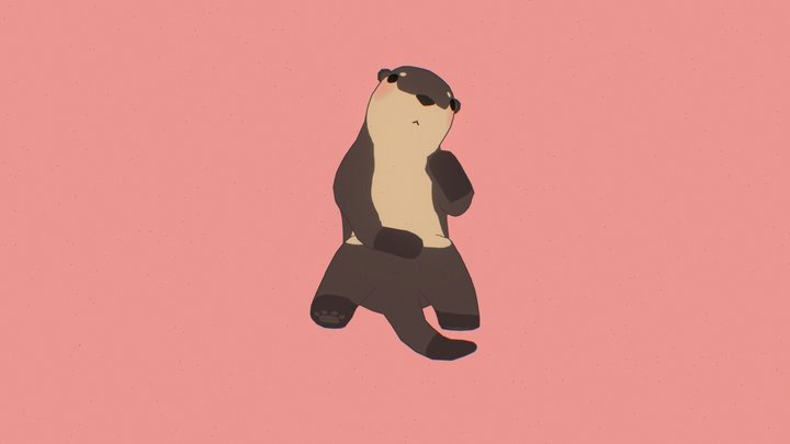 Cute Otter sitting 💕🦦 3D Model