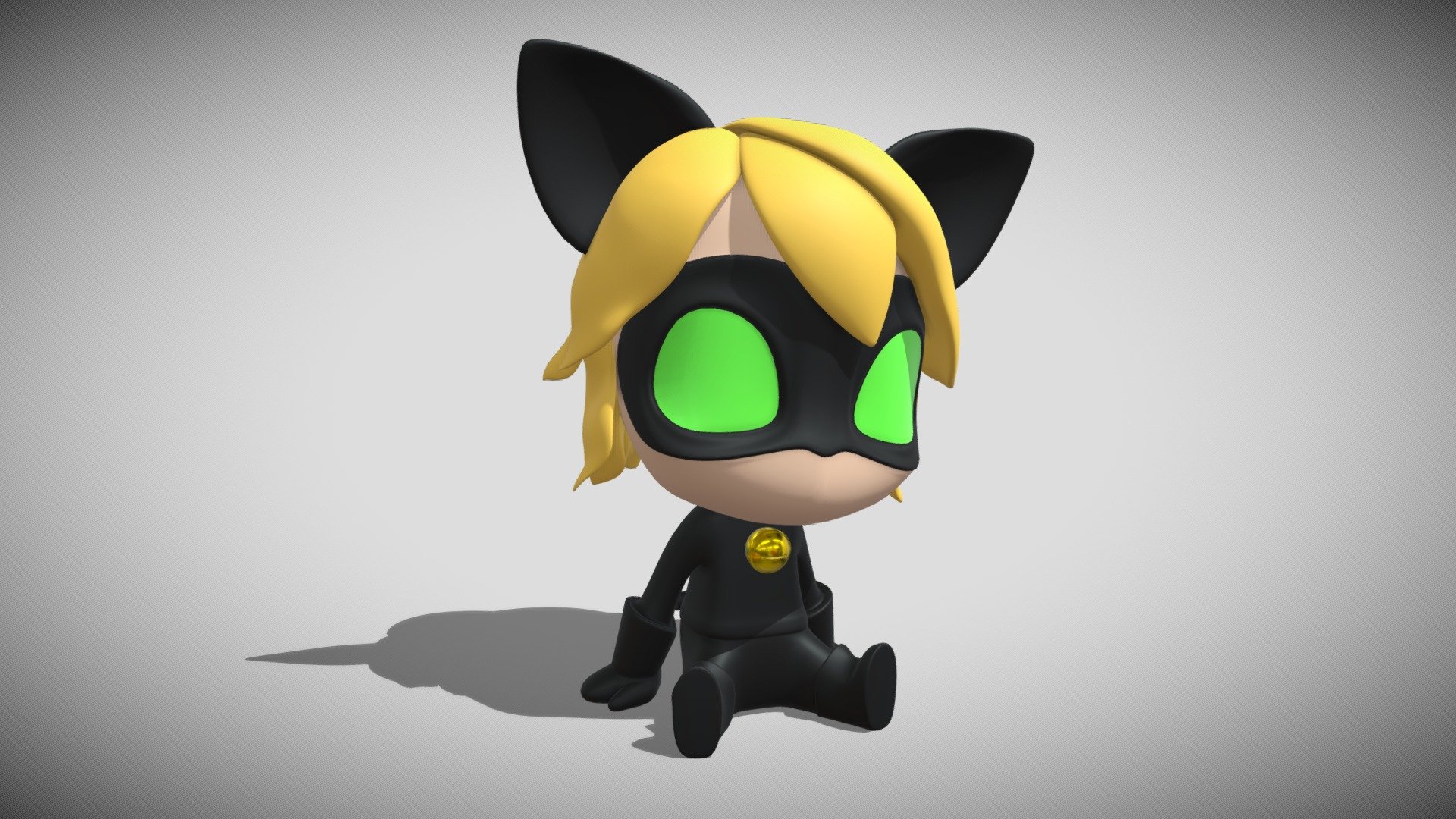 Cat Noir - Miraculous Ladybug Chibi Figure - 3D model by OctoMan (@octoman)  [af69ddf], image size:1920x1080
