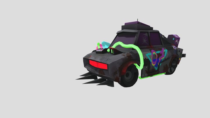 Cartoon Car Retrowave Low poly 3D Model