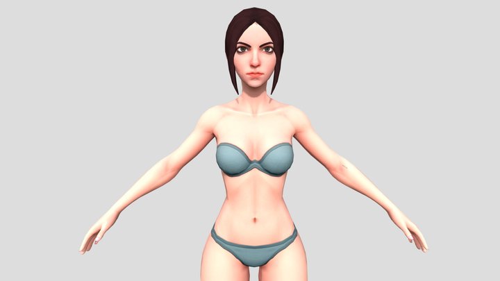 Stylized Base mesh Female Character - Rigged 3D Model