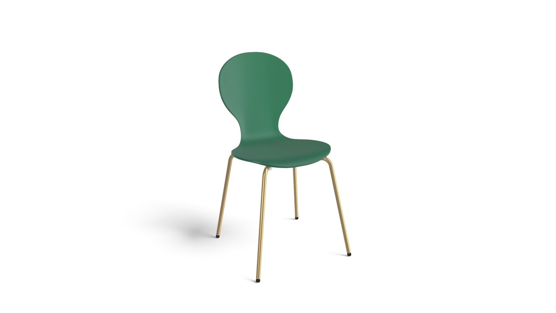 Set of 2 Kitsch Dining Chairs, Green and Brass Download Free 3D model
