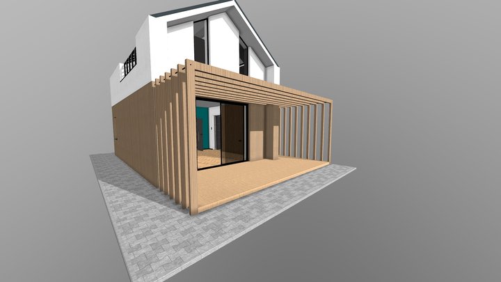Timber Frame House 3D Model