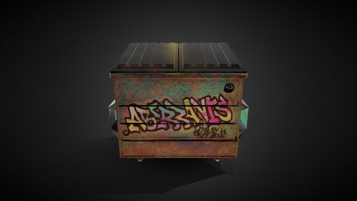 Spraypainted Trash Bin/Dumpster 3D Model