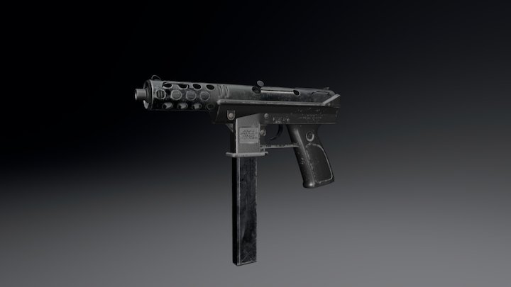 Tec-9 Semi-Automatic Pistol 3D Model