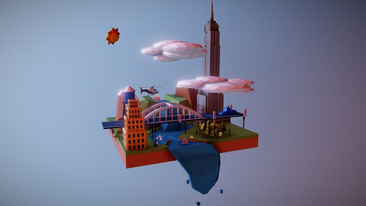 Low Poly City 3D Model