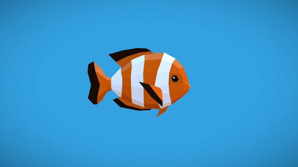 Clown Fish Low Poly Animated