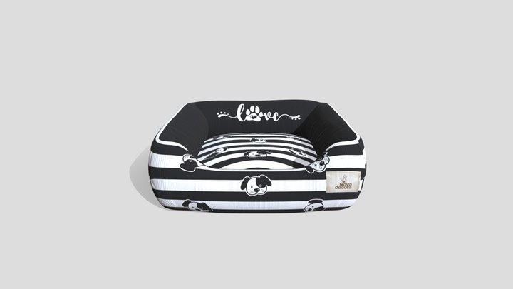 Caminha Para Cachorro Preto Love Pet Aveludado 3D Model