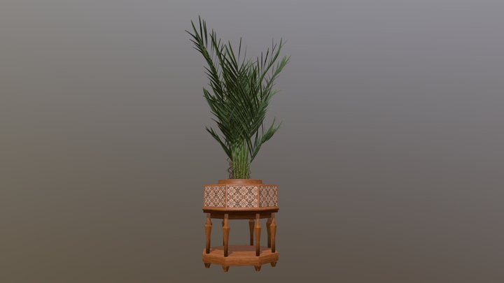 Palm wooden pot Titanic era 3D Model