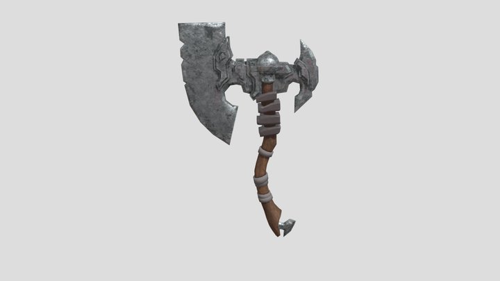 Ancient Double-Edged Battle Axe 3D Model
