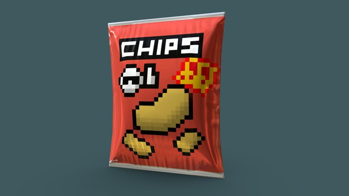 Stylized Pixel Chip Bag 3D Model