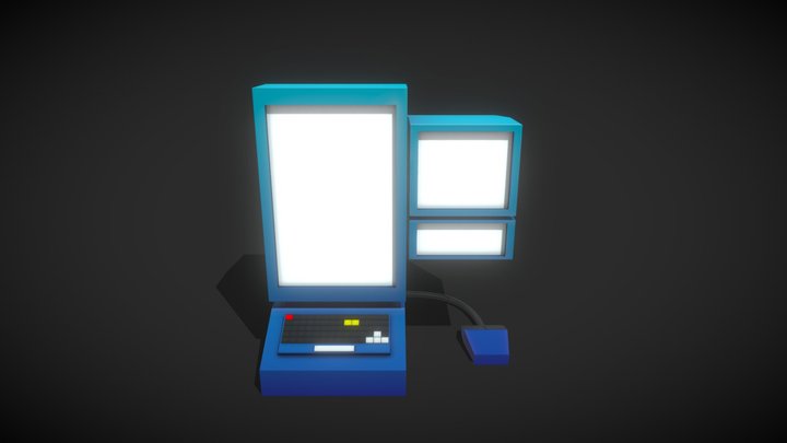 Low Poly Stylized  Computer 3D Model