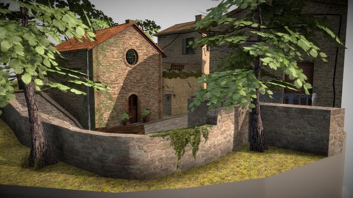 City Scene Assisi Italy 3D Model