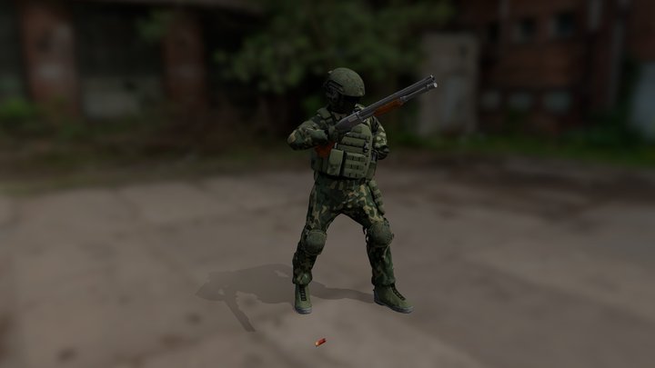 Forest Soldier - Shotgun Reload 3D Model