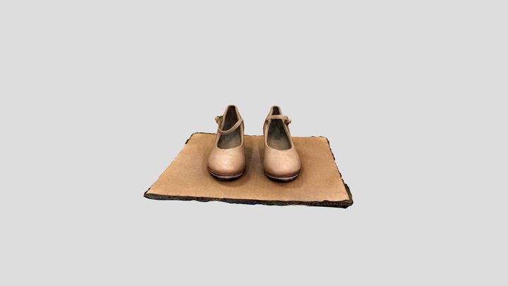 Tan Leather Heeled Tap Shoes 3D Model