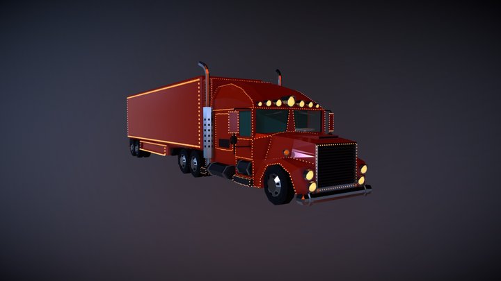 Low Poly Christmas Truck 3D Model