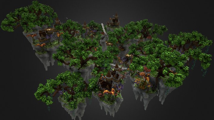 Fantasy SkyBlock Island Hub 🗽 | AliensBuilds 3D Model