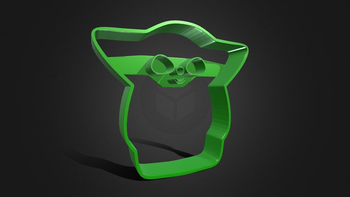 Stylized Baby Yoda Cookie Cutter 3D Model