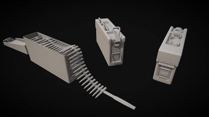 VR Ready: MG42 Belt Box - Low Poly – Kostenloses 3D-Modell STL