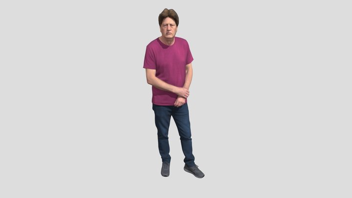 Casual Portrait of a Man in a Red T-Shirt – Modello 3D gratuito STL