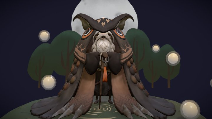 Old Wise Owl Gérard 3D Model