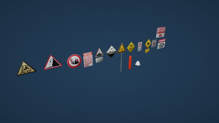 Modular Lowpoly Sign Pack 3D Model