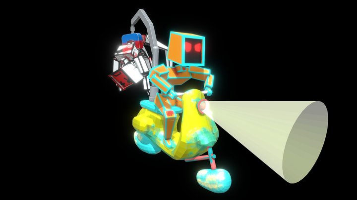cute robot scene 3D Model