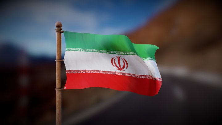 Flag of Iran - Wind Animated Loop 3D Model