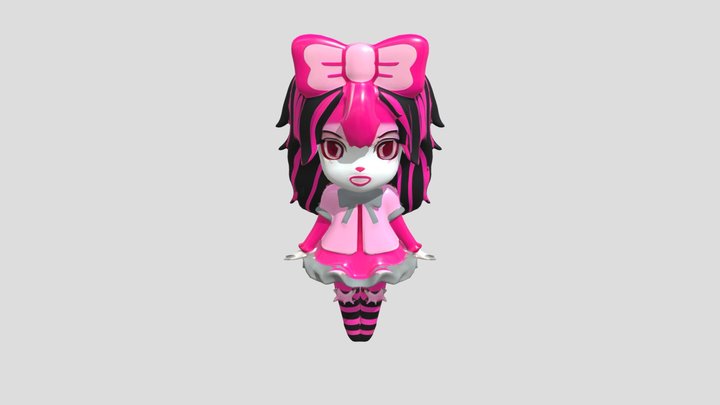 Pink-haired doll-like character 3D Model