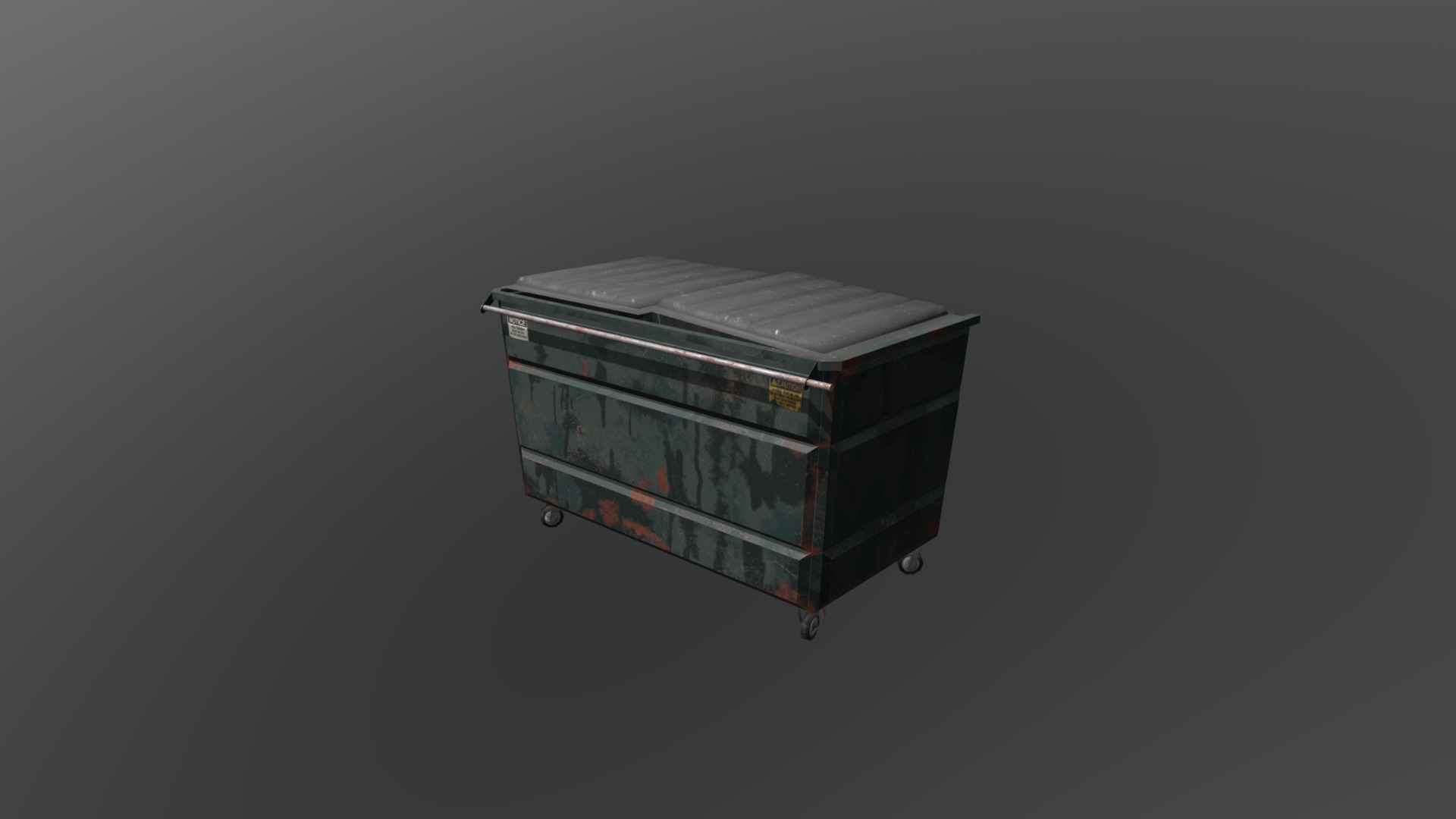 3D model Dumpster - This is a 3D model of the Dumpster. The 3D model is about a metal box with a metal lid.