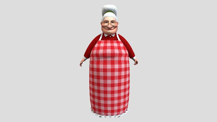 Rigged Grandma Old Woman Character 3D Model