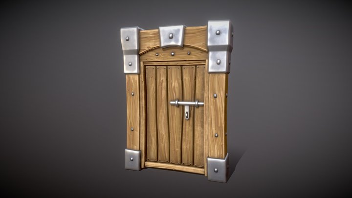 Stylized Medieval Wooden Door 3D Model